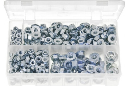 Assorted Box of Serrated Flange Nuts - Metric