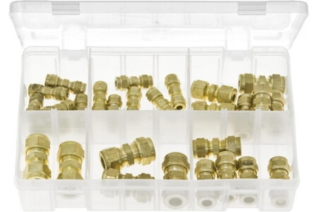 Assorted Box of Tube Couplings Brass - Metric