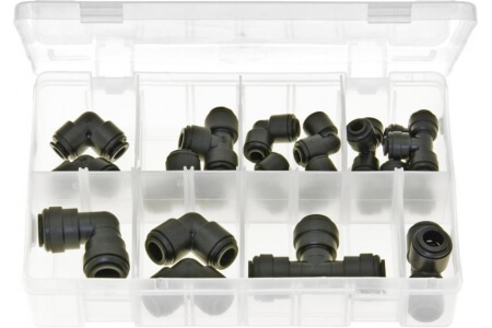 Assorted Box of JG 'Speedfit' Push-Fit Tube Couplings - Elbows & Tees, Metric