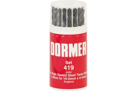DORMER 'A100' HSS Jobber Twist Drill Set - Metric Set No. '419'