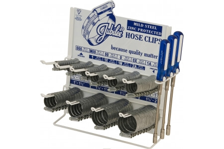 JUBILEE Hose Clips Dispenser with 100 Clips and 3 x Hose Clip Drivers
