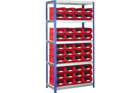 BSS Red Storage Bin and Standard Shelving System